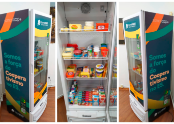 Sistema OCB/ES divulga produtos de cooperativas capixabas na Ceasa em geladeira personalizada